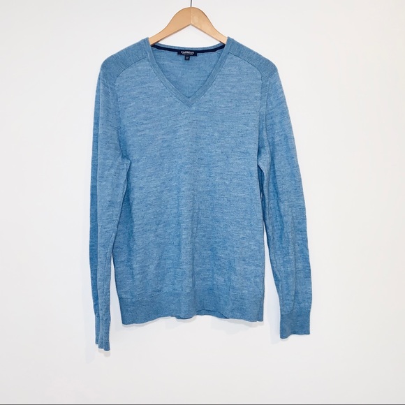 Express Sweaters - Express Soft Sweater Blue V-Neck Large